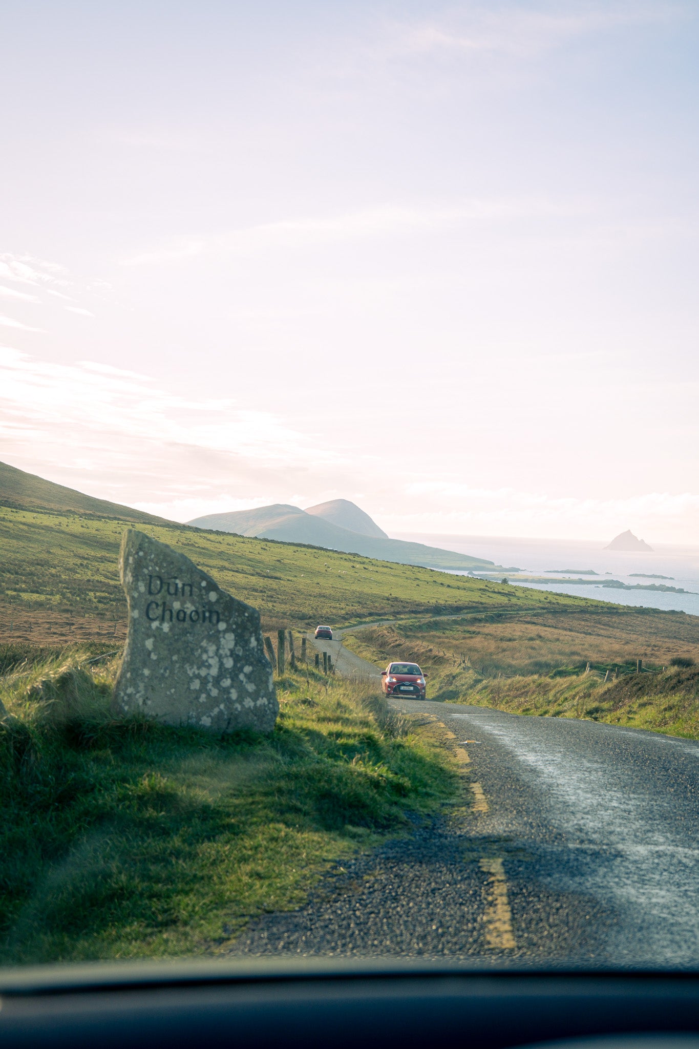 A4 print of the drive home to Dún Chaoin, with the breath-taking view of the Blasket Islands.